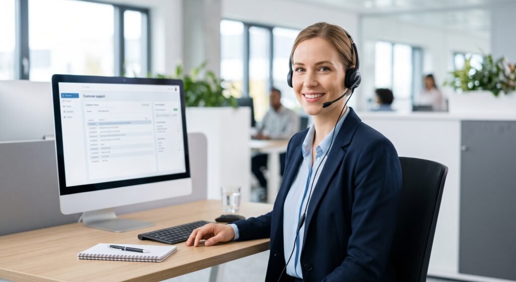 Asesora de seguros de transporte brindando atención al cliente y gestión de certificados de cobertura en CoverOne.